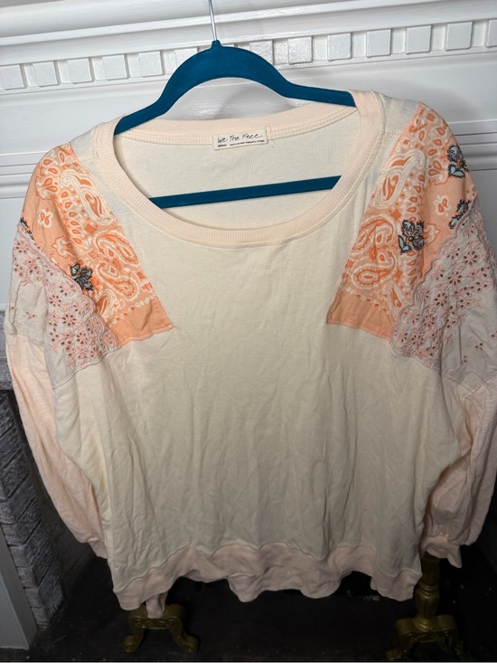 We The Free Tops - We The Free Cream Top with Peach Bandana Shoulder Panels